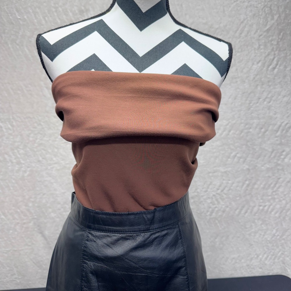 Envie Women Brown Strapless Tube Top Draped Neckline Size M AM5091